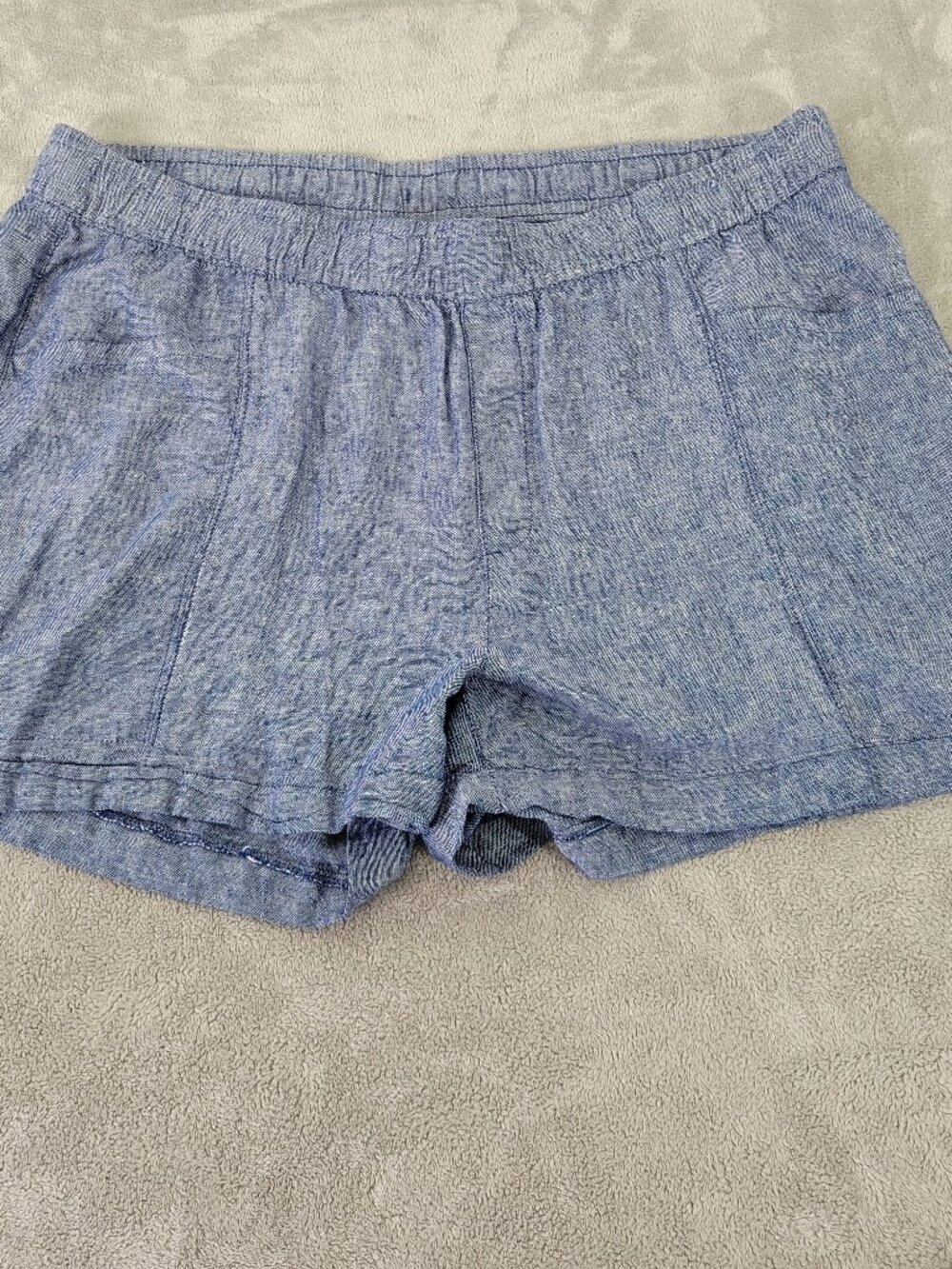 Old Navy Women's Shorts XL Blue Chambray Linen Blend‎ Pull On Drawstring BLU267E